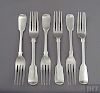 George Adams Fiddle Pattern Silver Table Forks