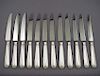 Set of 12 Old English Thread Silver Dinner Knives