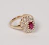 14K YELLOW GOLD DIAMOND AND RUBY RING