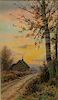 William Paskell Autumn Cabin Landscape Painting