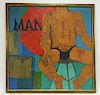 MCM Carlo Newspaper Mixed Media Male Nude Painting