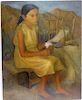 Luis Lusnich O/B Social Realist Painting of a Girl