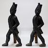LG Cast Iron Hessian Soldier Fireplace Andirons