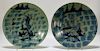 2PC Chinese Blue & White Porcelain Scenic Plates