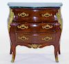 French Bombe Marble Top Three Drawer Chest