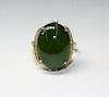 Estate 14K Gold Lady's Cabochon Green Stone Ring