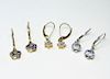 3PR 14K Gold Diamond & Cubic Zirconia Earrings