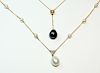 2PC 10K Yellow Gold Silvery White Pearl Necklaces
