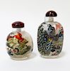 2PC Chinese Hand Painted Avian Glass Snuff Bottles