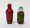2PC Chinese Polychrome Peking Glass Snuff Bottles