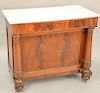 Empire mahogany server with marble top and side door opening to drawers, ht. 33 in., wd. 37 1/2 in. 