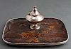 John & William Deakin Silver Inkwell Stand 19th C.