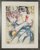 Illegibly Signed Harlequin & Woman Watercolor 1944