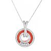 Diamond, Coral and 18K Pendant Necklace