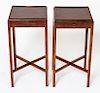 Mahogany Square Top Side Tables, Pair