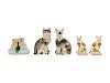 Five Porcelain Animalier Figures<br>four cats and