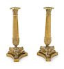 A Pair of Neoclassical Style Brass and Marble Lam
