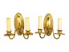 A Pair of Victorian Brass Sconces<br>Height 8 1/2