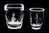 Two Etched Glass Vases<br>one etched with a girl,
