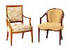 A Federal Style Mahogany Armchair and a French <b