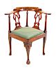 A George III Walnut Corner Chair<br>18TH/19TH CEN