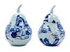 A Pair of Chinese Blue and White Porcelain Melon 
