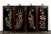 4 Wooden Chinese Panels of 4 Seasons, Hardstone