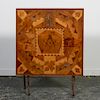 Masonic Folk Art Marquetry Inlaid Folding Table