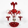 Victorian Style Seven Arm Ruby Glass Epergne
