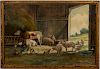 RL Johnston "Congregation in the Barn" Watercolor