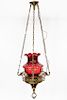 Gothic Revival Brass Sanctuary Lamp With Shade