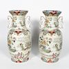 Pair, Large English Double Handled Chinese Urns