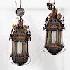 Pair, L. 18th C. Polychrome Processional Lanterns