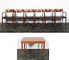 7 PC. Set Danish Modern Dining Table and Chairs