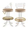A Pair of Acrylic and Brass Barstools<br>20TH CEN