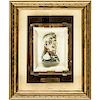 c. 1820 Rare Historic Oliver Hazard Perry Chalkware Bust Shadowbox Framed