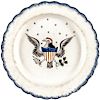 c. 1830 Colorful Patriotic Heraldic American Eagle Feather-Edged Plate 