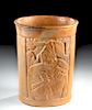 Maya Pottery Cylinder Vase with Incised Lord