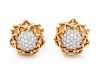 A Pair of 18 Karat Yellow Gold, Platinum and Diamond Earclips, Schlumberger for Tiffany & Co.,