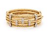 An 18 Karat Bicolor Gold and Diamond Bangle Bracelet, Suni,