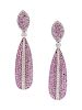 A Pair of 18 Karat White Gold, Pink Sapphire and Diamond Earclips, De Grisogono,
