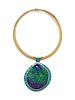 A 14 Karat Yellow Gold and Opal Pendant/Necklace, David R. Freeland Jr.,