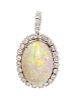 A White Gold, Opal and Diamond Pendant/Brooch,