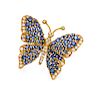 An 18 Karat Yellow Gold, Diamond, Sapphire and Emerald Butterfly Brooch, Tiffany & Co., Circa 1989,
