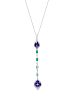 A 14 Karat White Gold, Tanzanite, Emerald and Diamond Pendant/Necklace,