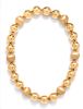 An 18 Karat Yellow Gold Bead Necklace, Italian,