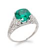 A Platinum, Colombian Emerald and Diamond Ring, Tiffany & Co.,
