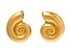 A Pair of 18 Karat Yellow Gold Shell Earclips, Lalaounis,