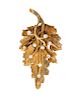 An 18 Karat Yellow Gold and Diamond Leaf Brooch,