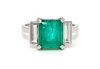 A Platinum, Emerald and Diamond Ring,